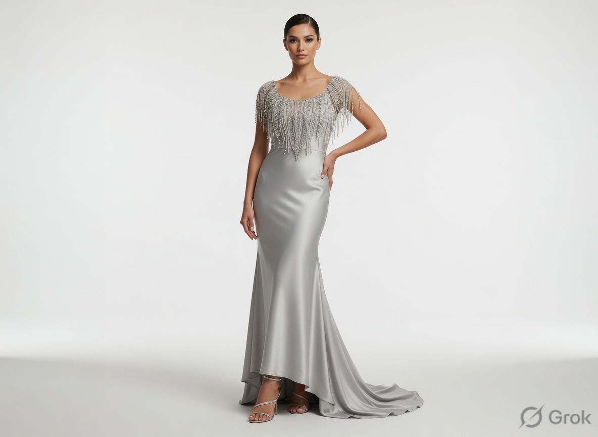 Silver neckline as a gown