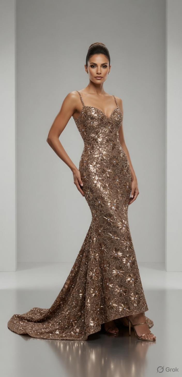 Bronze starburst as a gown